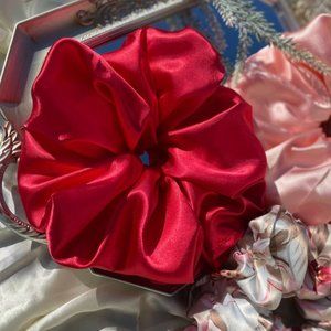 Giant red satin scrunchie | womens hair accessories | gifts for her